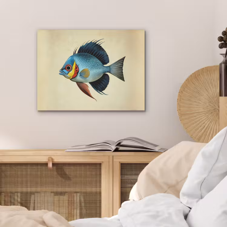 Blauw - Kieuwen - Vis - Illustratie PET vilt klein -sfeer3