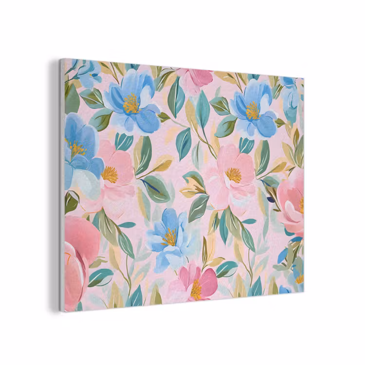Blauw - Roze - Bloemen PET vilt klein -3d