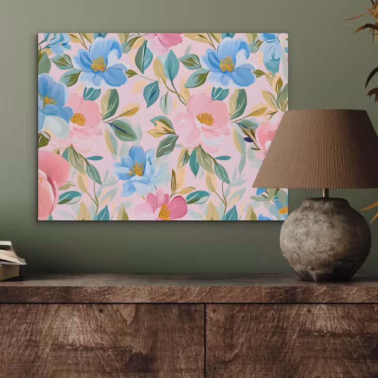 Blauw - Roze - Bloemen PET vilt klein -sfeer2