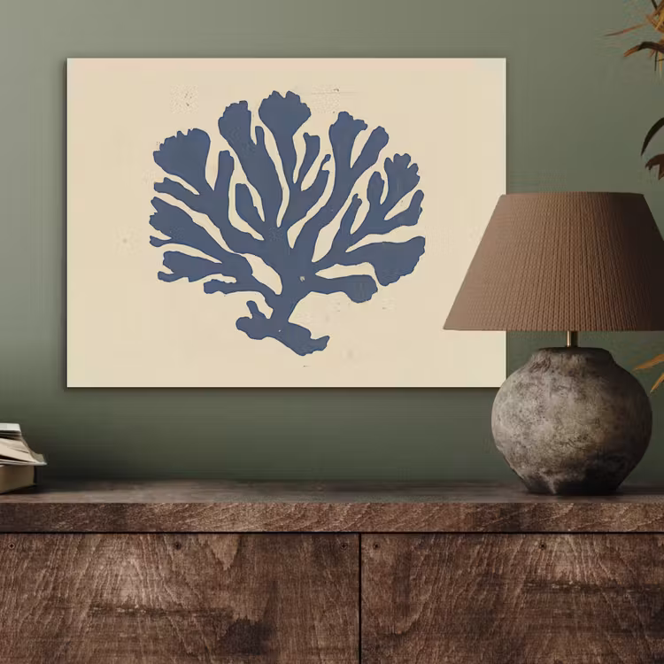 Blauw koraal - Vertakkingen - Beige PET vilt klein -sfeer2