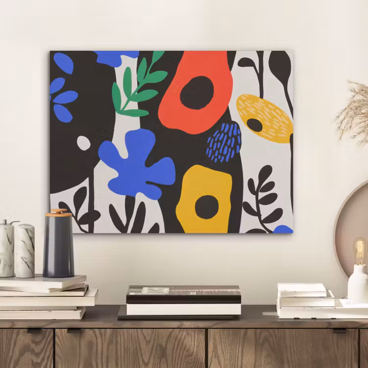 Bloemen - Bladeren - Abstract - Zwart PET vilt klein -sfeer1