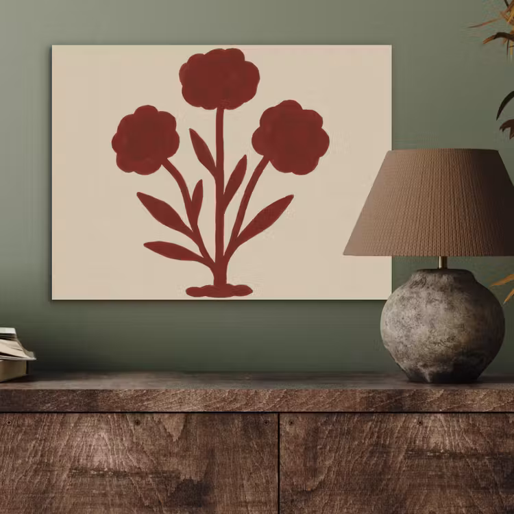 Bloemen - Bladeren - Rood - Minimalistisch PET vilt klein -sfeer2