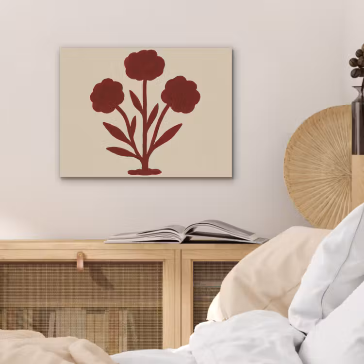 Bloemen - Bladeren - Rood - Minimalistisch PET vilt klein -sfeer3