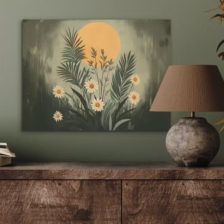 Bloemen - Bladeren - Zon - Groen PET vilt klein -sfeer2