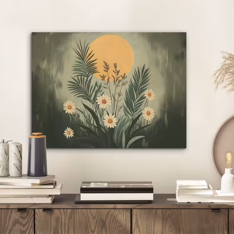 Bloemen - Bladeren - Zon - Groen PET vilt klein -sfeer1