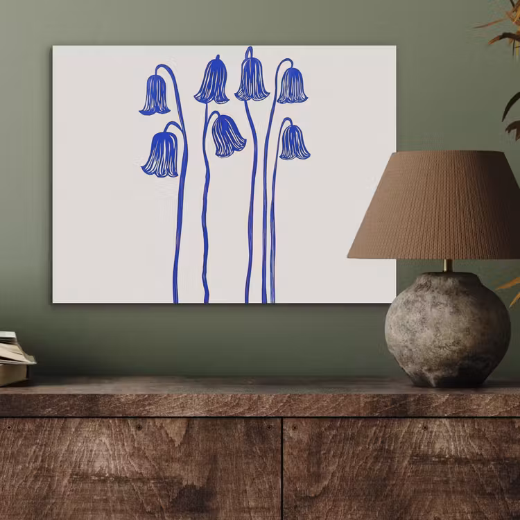 Bloemen - Blauw - Lijnen - Bloemblaadjes PET vilt klein -sfeer2