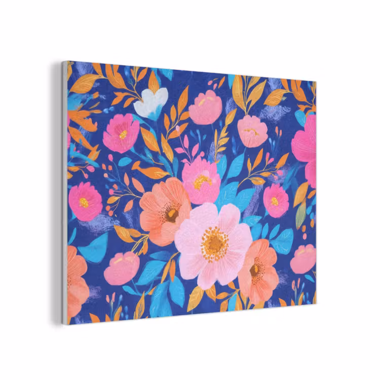 Bloemen - Blauw - Roze PET vilt klein -3d