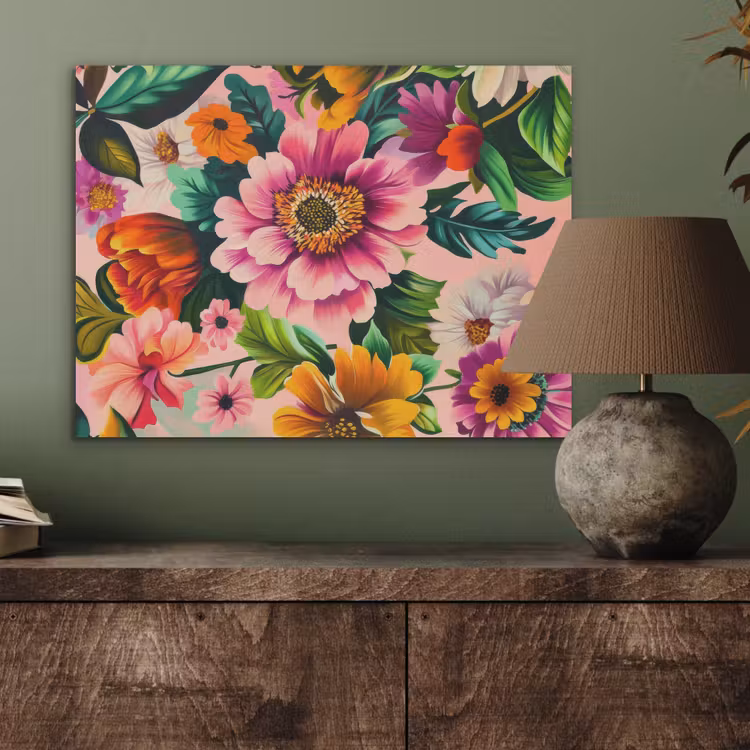 Bloemen - Kleurrijk - Roze PET vilt klein -sfeer2