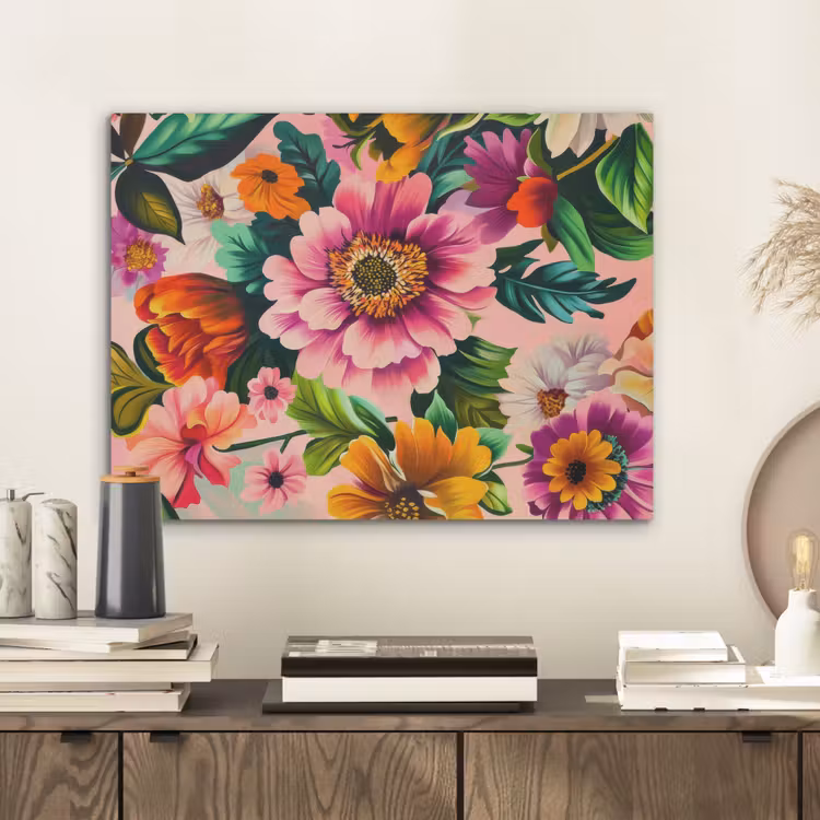 Bloemen - Kleurrijk - Roze PET vilt klein -sfeer1