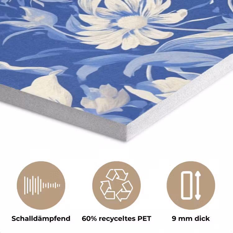 Bloemen - Delfts Blauw - Patroon - Tulp PET vilt klein -closeup_DE