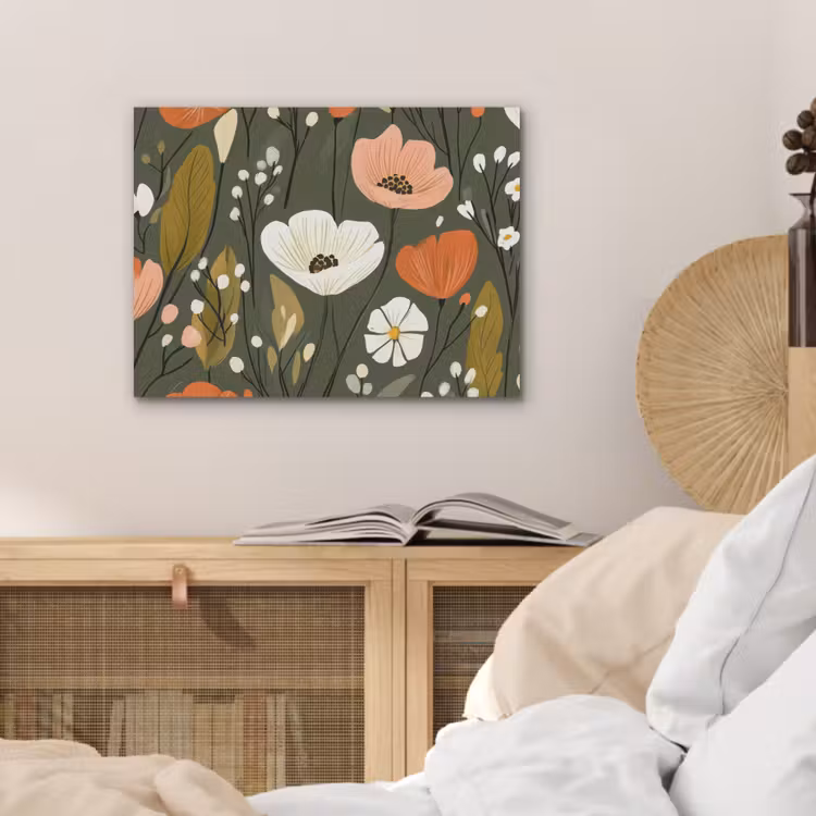 Bloemen - Illustratie - Groen PET vilt klein -sfeer3