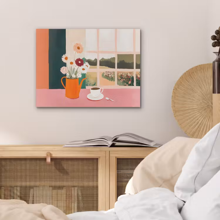 Bloemen - Koffie - Raam PET vilt klein -sfeer3