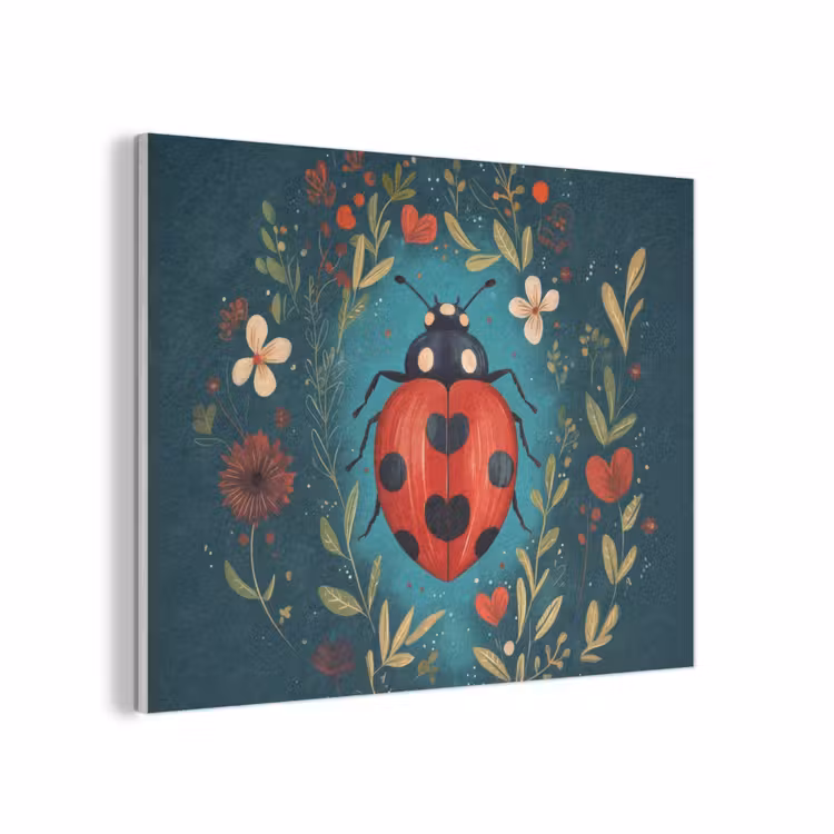 Bloemen - Lieveheersbeestje - Hartje - Rood PET vilt klein -3d