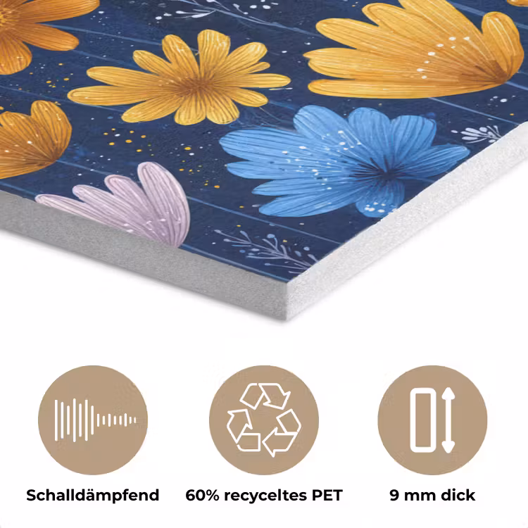 Bloemen - Patroon - Blauw - Contrast PET vilt klein -closeup_DE