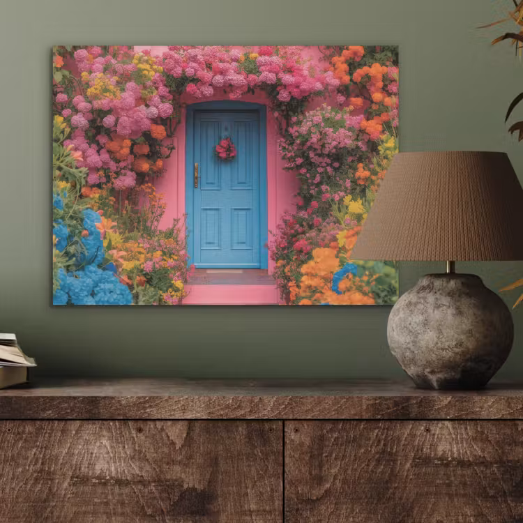 Bloemen - Deur - Roze PET vilt klein -sfeer2