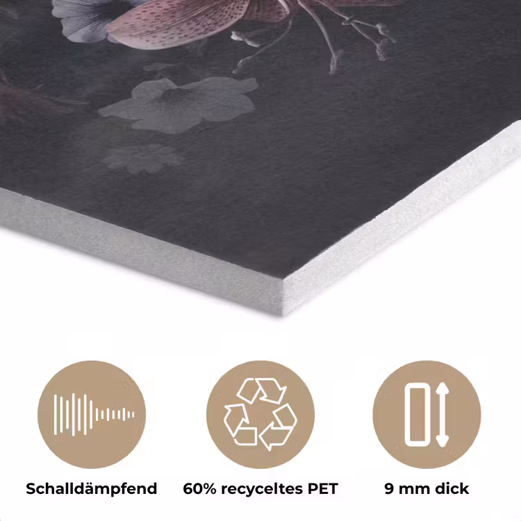 Bloemen - Vintage - Pastel - Zwart - Boeket PET vilt klein -closeup_DE