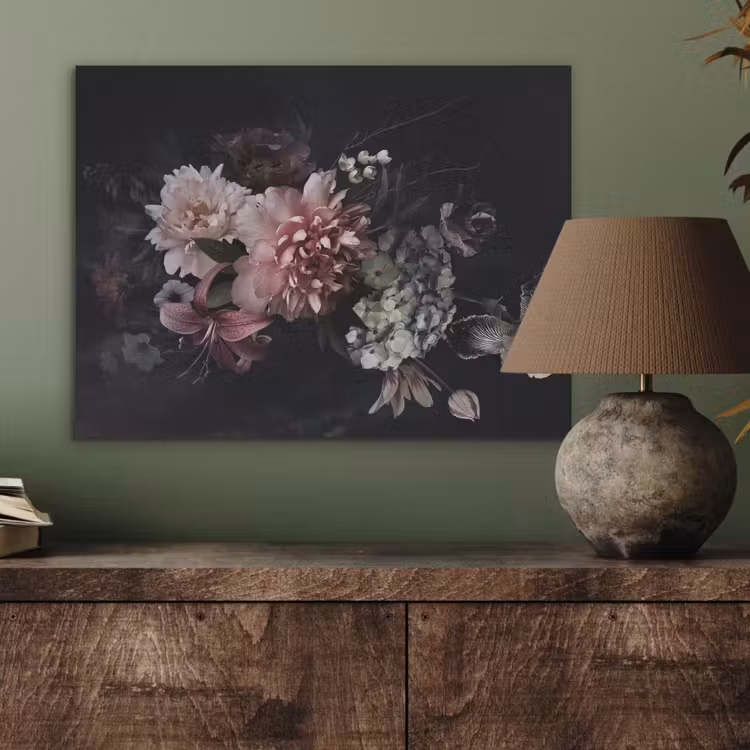 Bloemen - Vintage - Pastel - Zwart - Boeket PET vilt klein -sfeer2