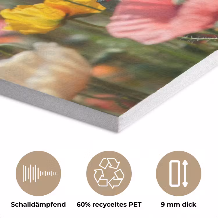 Bloemenveld - Klaprozen - Kleurrijk PET vilt klein -closeup_DE