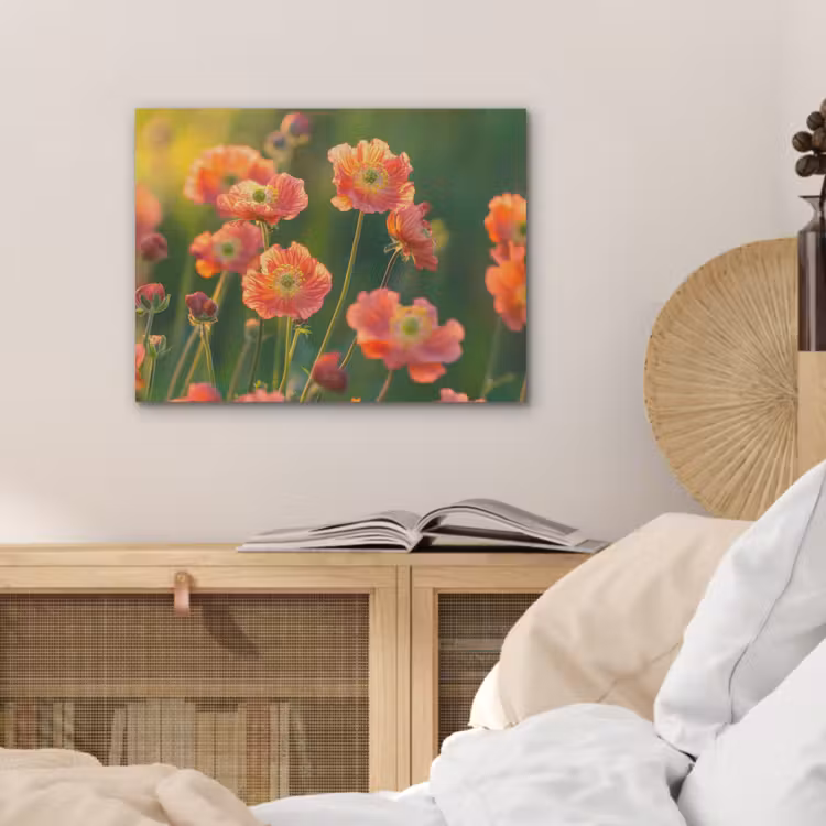 Bloemenveld - Zonnestralen - Oranje PET vilt klein -sfeer3