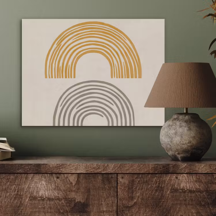 Bogen - Lijnen - Oranje - Minimalistisch PET vilt klein -sfeer2
