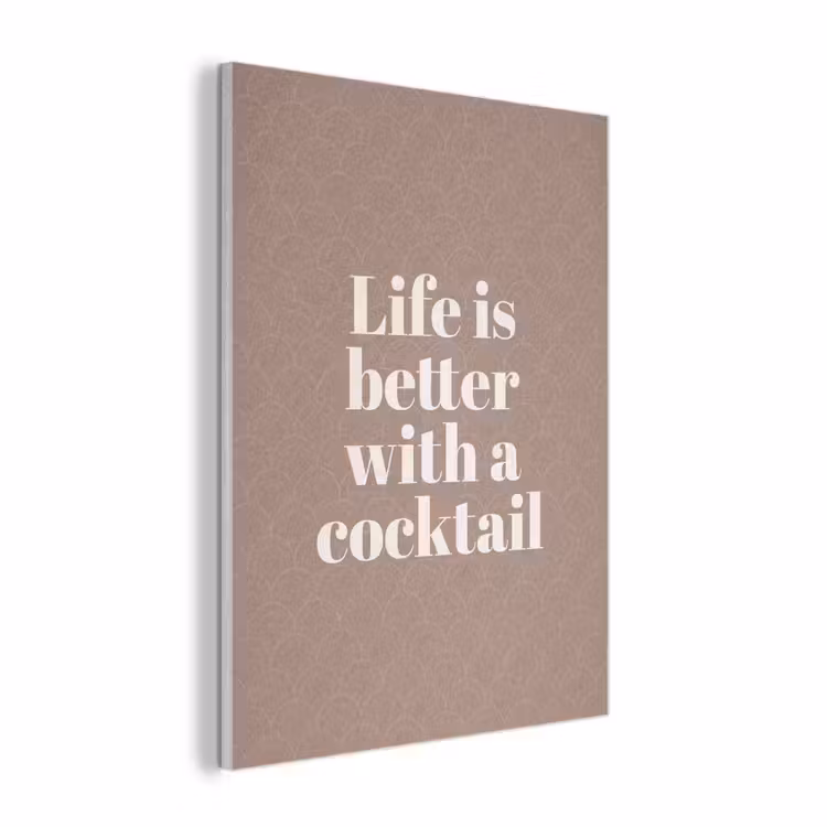 Cocktail - Tekst - Patroon - Wit PET vilt klein -3d