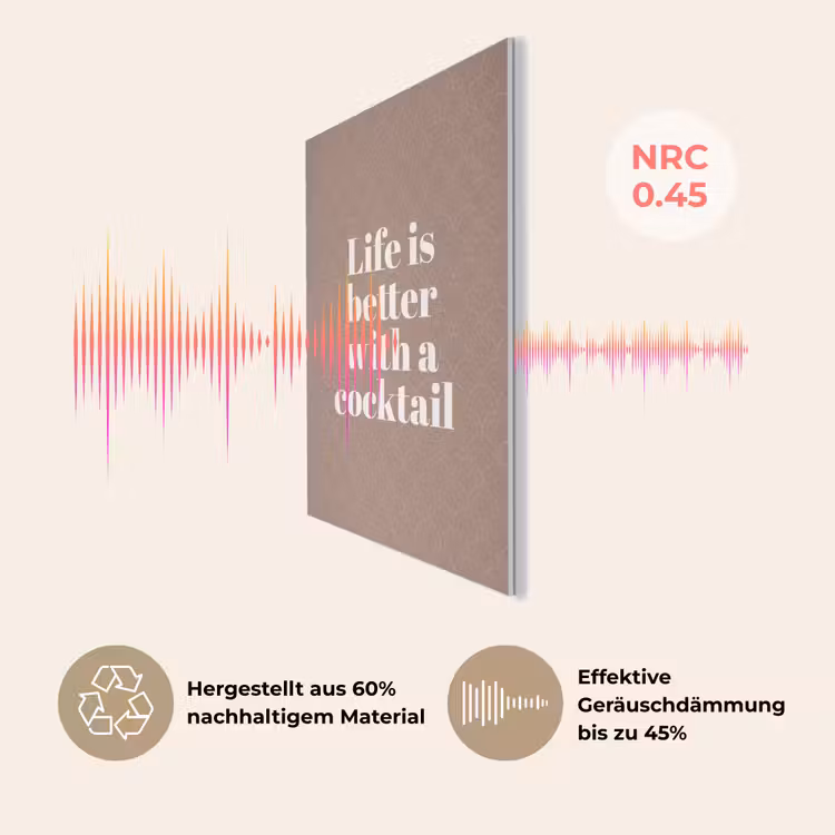 Cocktail - Tekst - Patroon - Wit PET vilt klein -USP_DE