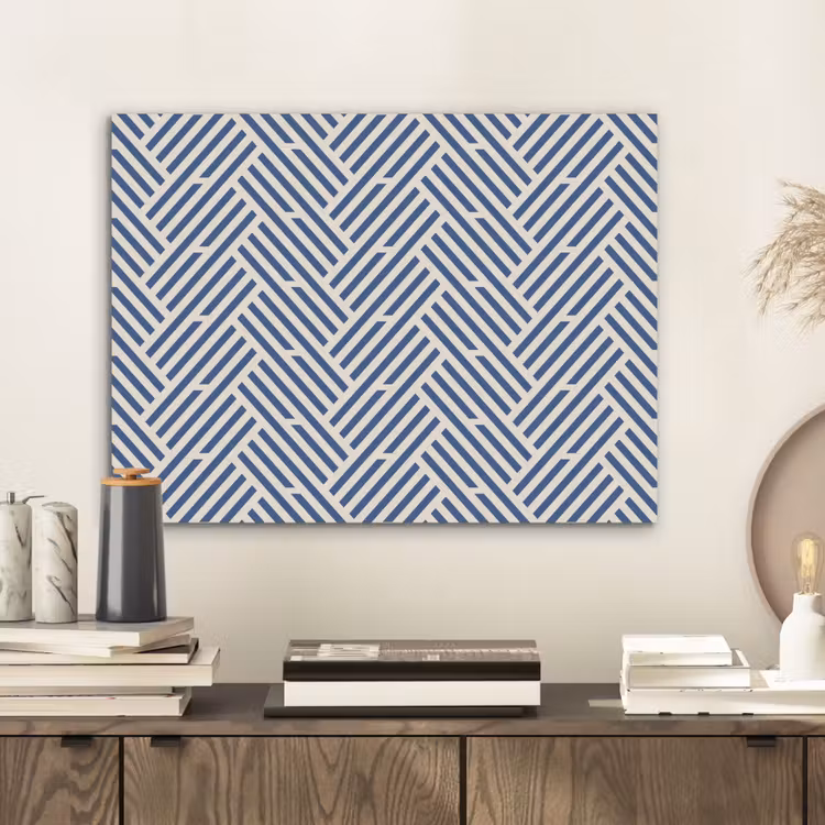 Crème - Blauw - Strepen - Patroon PET vilt klein 837 -sfeer1