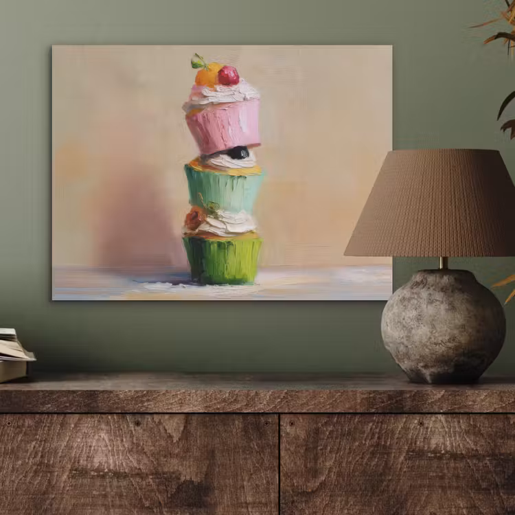Cupcakes - Gestapeld - Kleurrijk - Fruit PET vilt klein -sfeer2