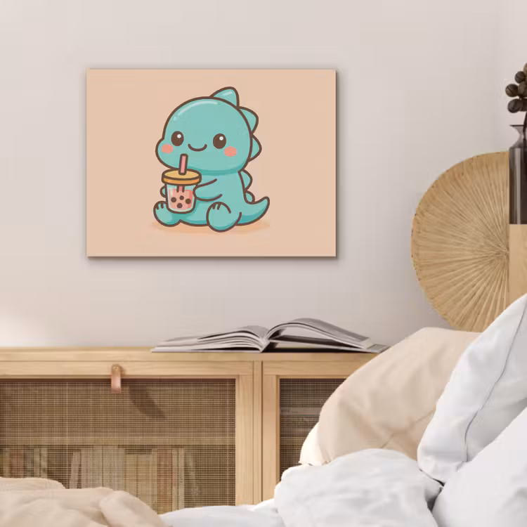 Dino - Boba - kawaii - Oranje PET vilt klein -sfeer3