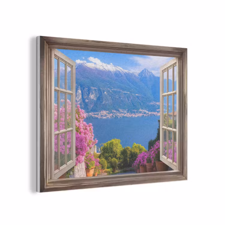 Doorkijk - Berg - Landschap - Uitzicht - Meer PET vilt klein -3d