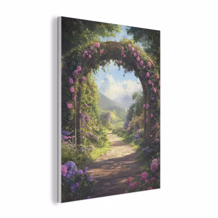 Doorkijk - Rozenboog - Uitzicht - Landschap - Bloemen PET vilt klein -3d