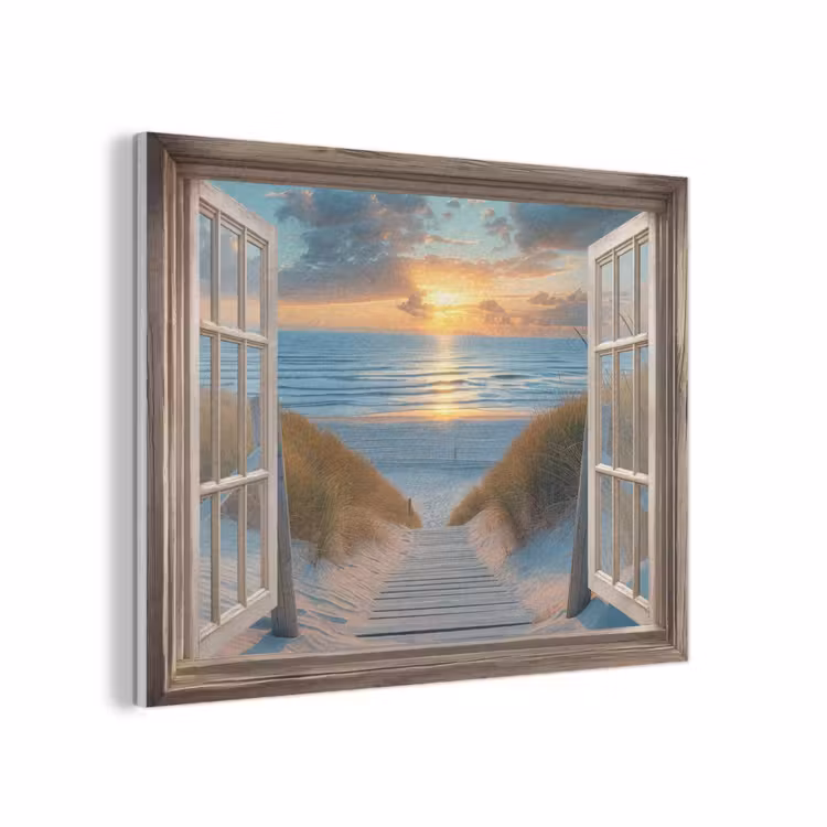 Doorkijk - Strand - Pad - Zonsondergang PET vilt klein -3d