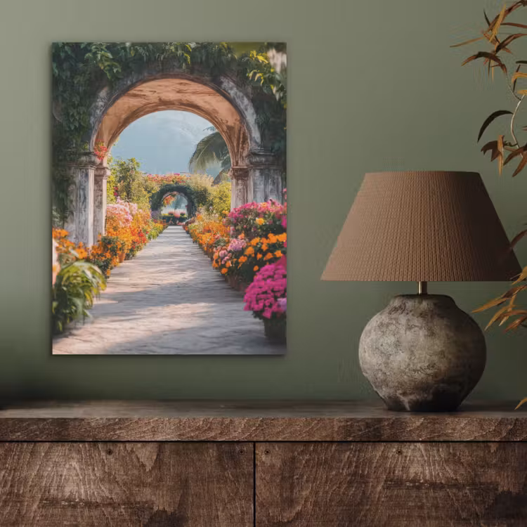 Doorkijk - Bloemen - Tropisch - Kleurrijk PET vilt klein -sfeer2