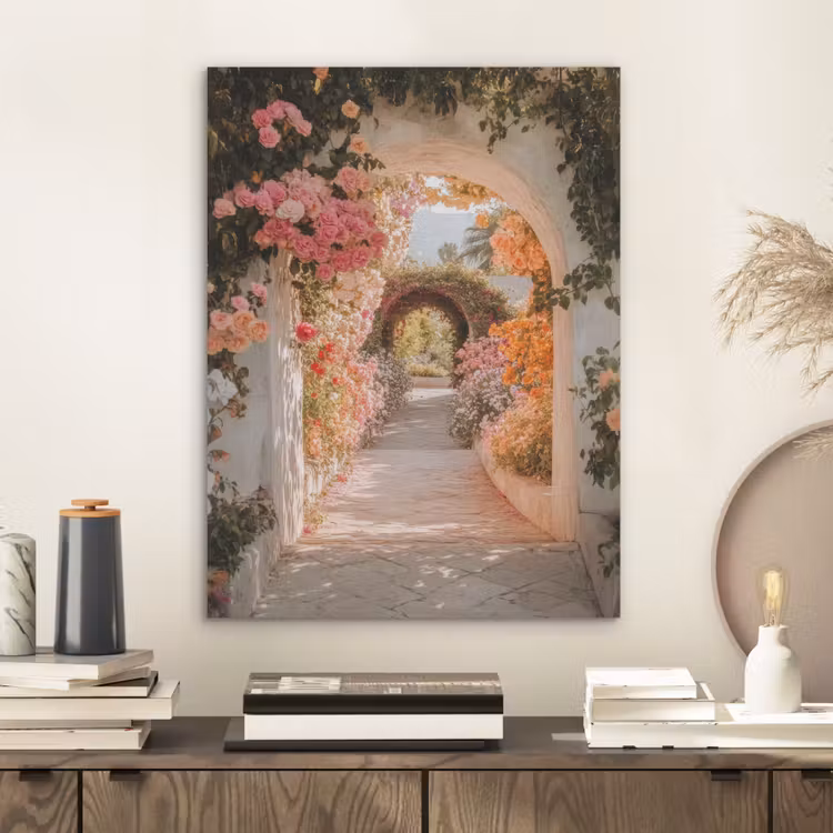 Doorkijk - Boog - Bloemen - Pastel PET vilt klein -sfeer1