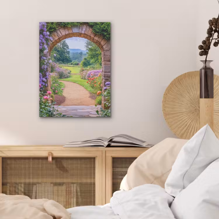 Doorkijk - Poort - Bloemen - Tuin PET vilt klein -sfeer3