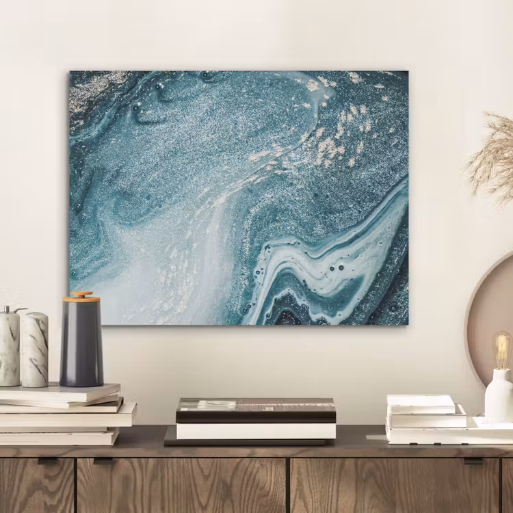 Edelstenen - Blauw - Natuur - Marmer - Abstract PET vilt klein -sfeer1