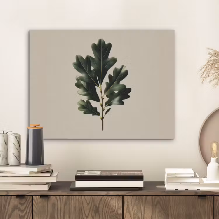Eikenbladeren - Beige - Groen - Golvende randen PET vilt klein -sfeer1
