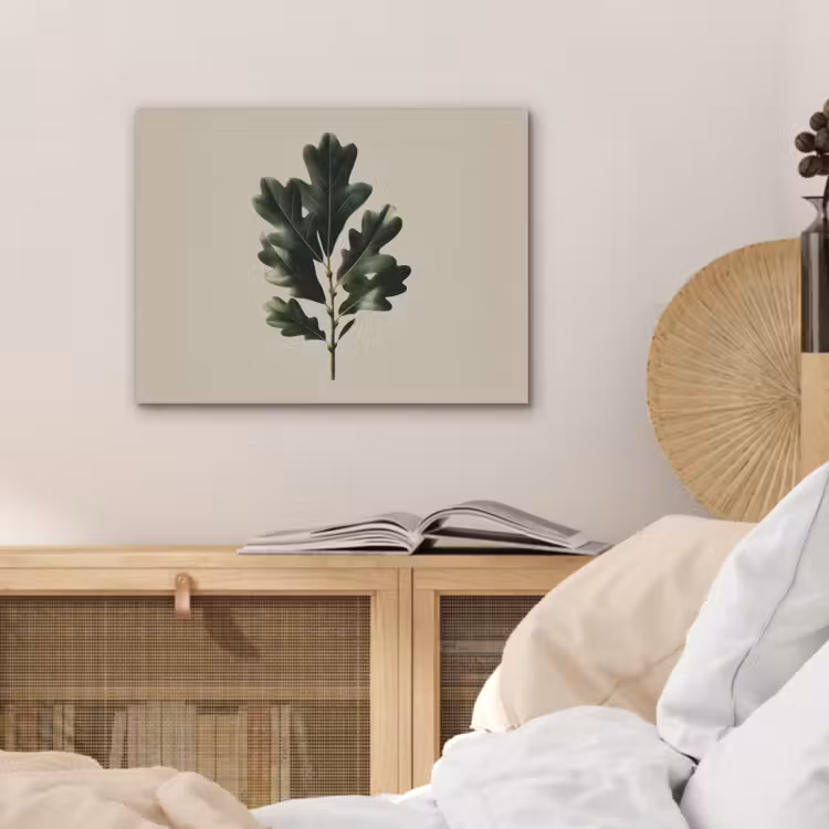 Eikenbladeren - Beige - Groen - Golvende randen PET vilt klein -sfeer3
