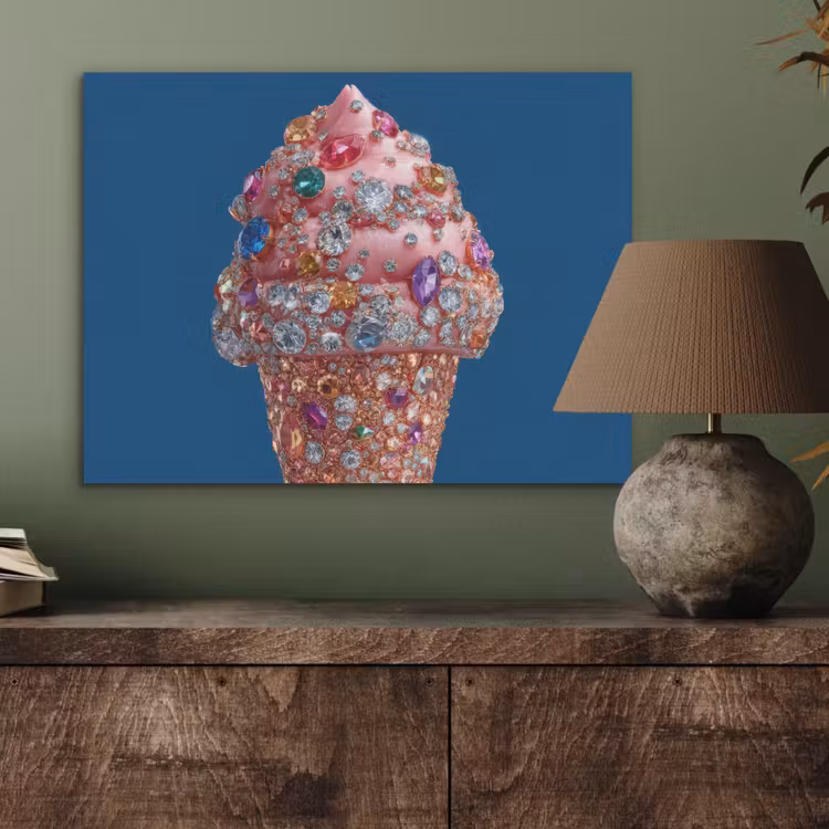Ijsje - Hoorntje - Steentjes - Blauw PET vilt klein -sfeer2