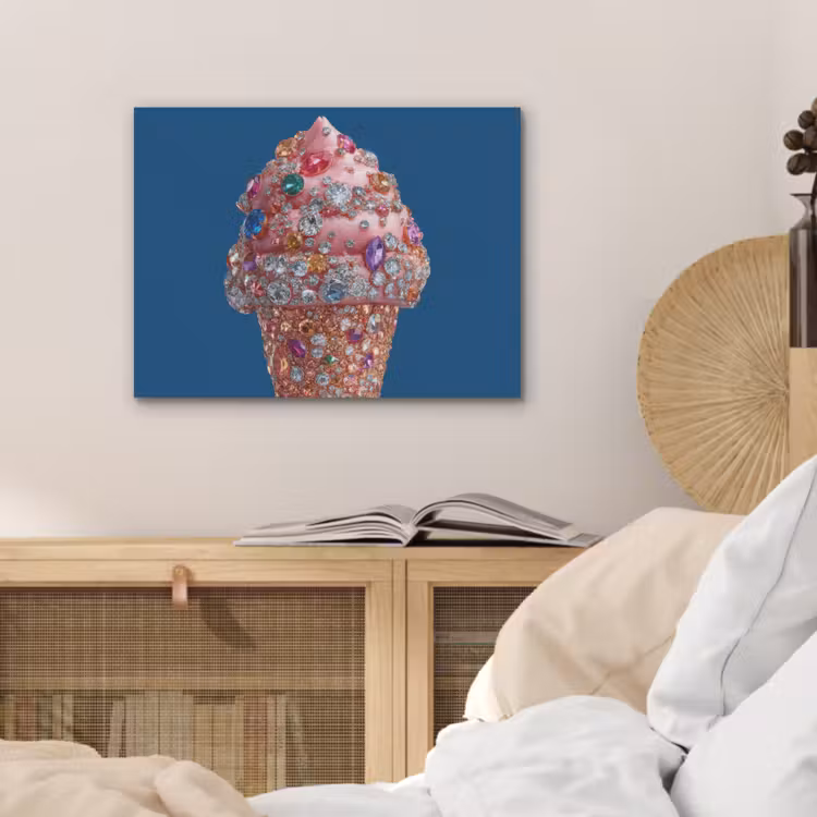 Ijsje - Hoorntje - Steentjes - Blauw PET vilt klein -sfeer3