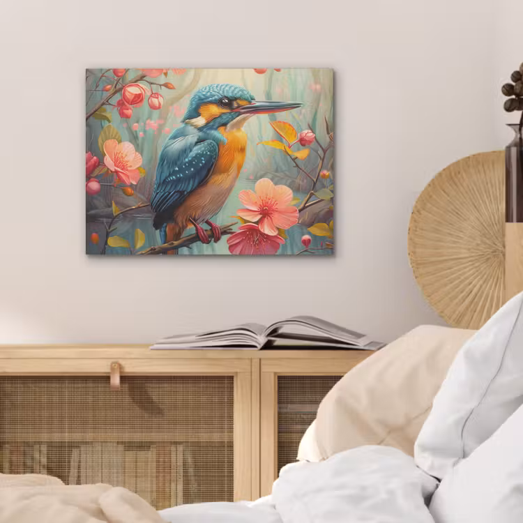 IJsvogel - Bloesem - Natuur - Vogels - Bloemen PET vilt klein -sfeer3