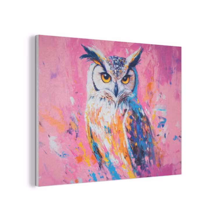 Uil - Roze - Blauw - Verf - Abstract PET vilt klein -3d