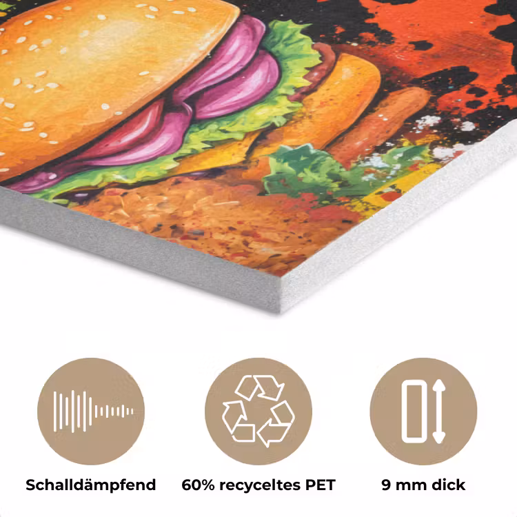 Fastfood - Graffiti - Hamburger - Eten - Modern PET vilt klein -closeup_DE