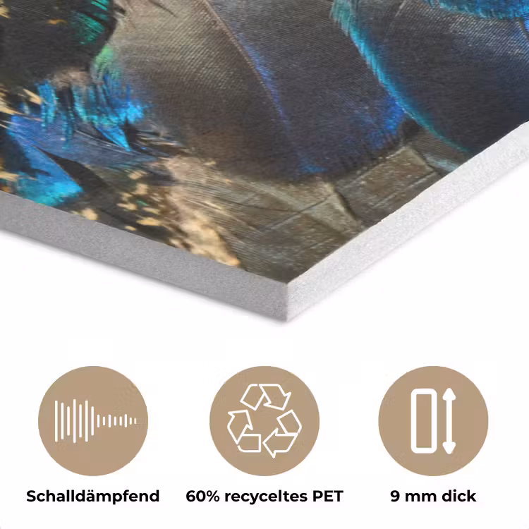 Veren - Pauwveren - Pauw - Blauw - Kunst PET vilt klein -closeup_DE