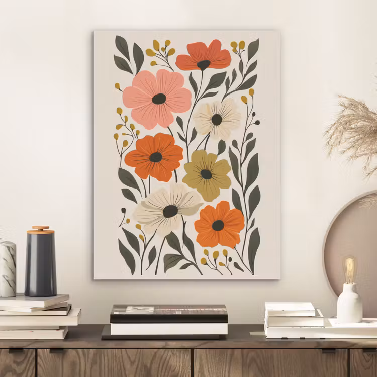 Veldbloemen - Stengels - Blaadjes - Groen PET vilt klein -sfeer1