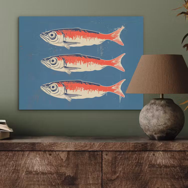 Vissen - Rood - Blauw PET vilt klein -sfeer2