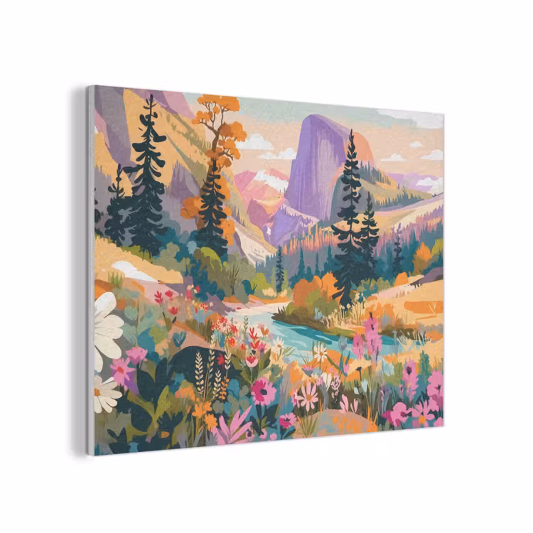 Rivier - Vallei vol bloemen - Levendig PET vilt klein -3d