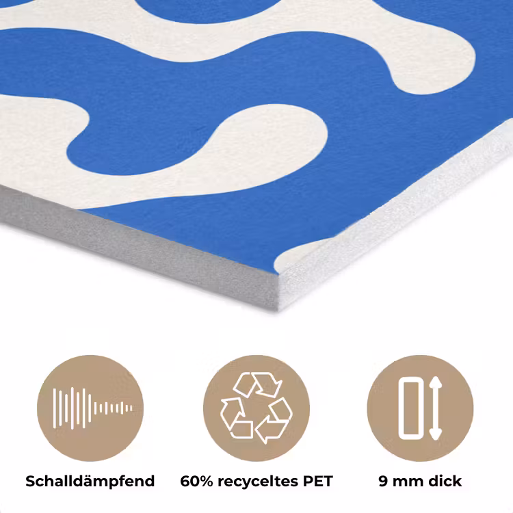 Vormen - Abstract - Blauw - Golven PET vilt klein -closeup_DE