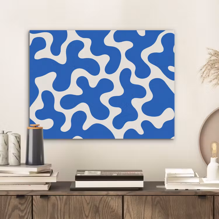 Vormen - Abstract - Blauw - Golven PET vilt klein -sfeer1