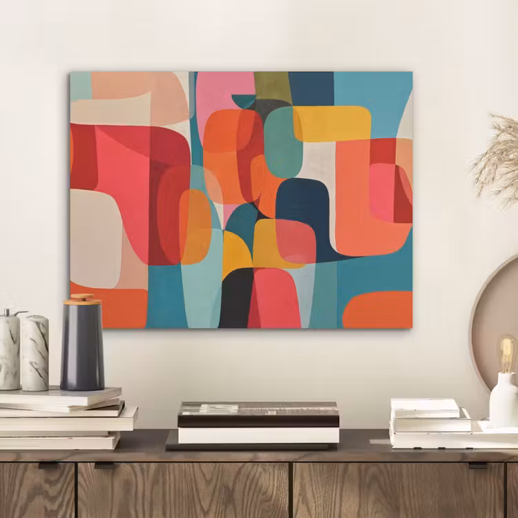 Vormen - Kleurrijk - Abstract - Vlakken PET vilt klein -sfeer1